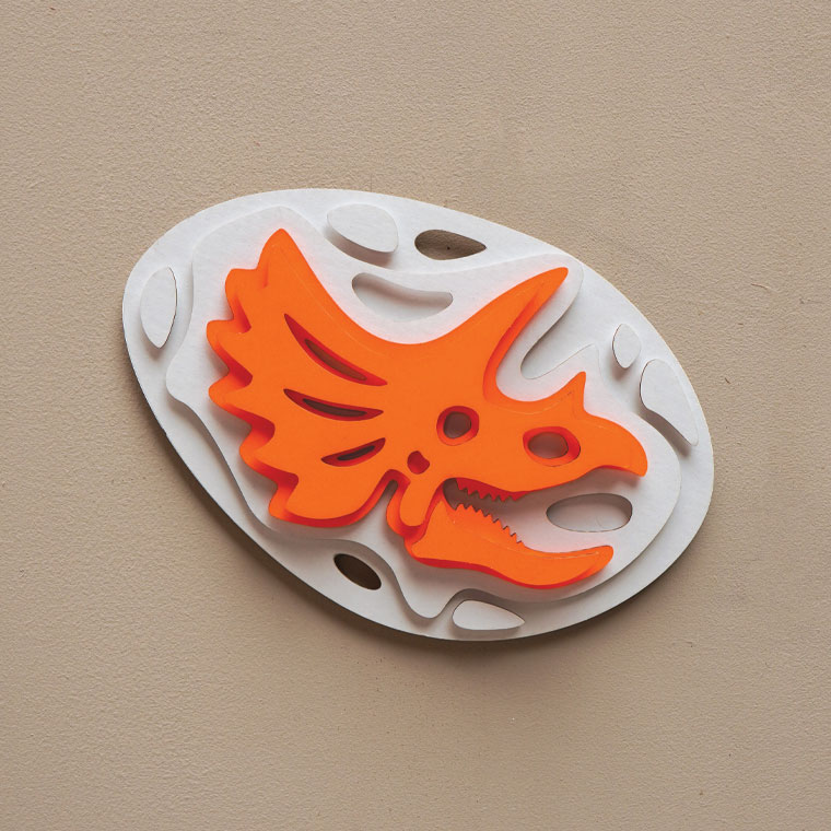 assembli triceratops fossil fluor orange