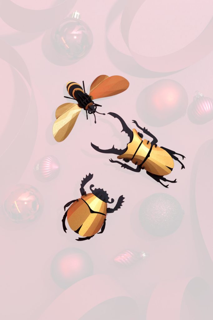 Assembli Gold Insects set honey bee scarab stag beetle