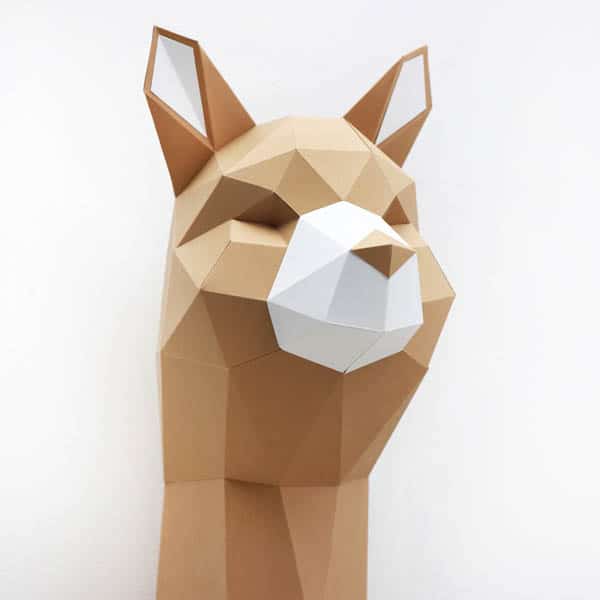 Assembli tête d'Alpaga en papier 3D