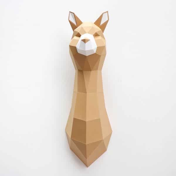 Assembli 3D Papier Alpaka Tierkopf