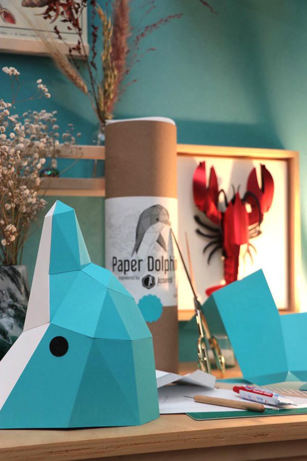 Tête de Dauphin en papier 3D | Décoration Murale | Assembli