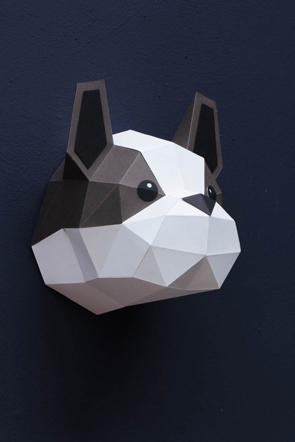 3D Französische Bulldogge aus Papier | DIY Innendekoration | Assembli