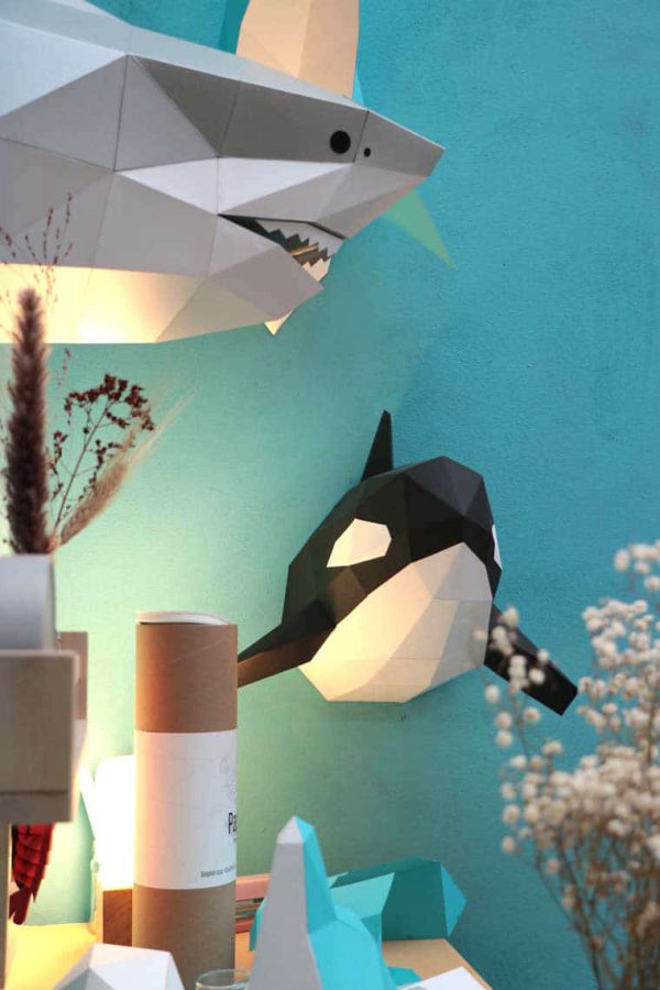 Assembli 3D paper animal head orca shark