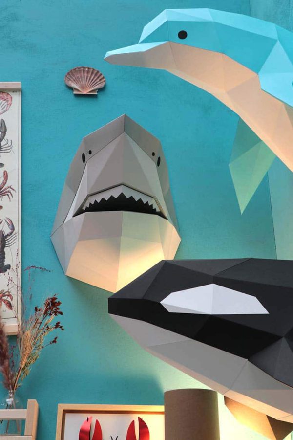 Assembli 3D paper animal head shark