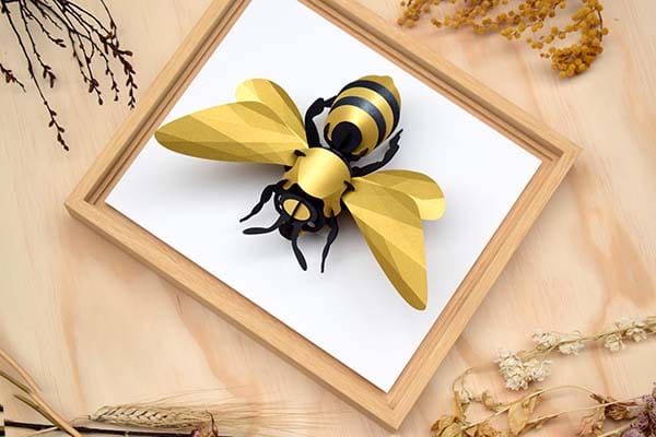 3D Papieren Grote Honingbij | DIY Muurdecoratie | Assembli