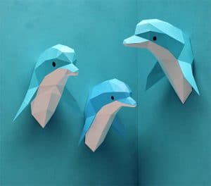 Assembli 3D Paper Dolphin Animal Head