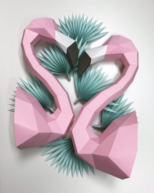 Flamant en papier 3D | DIY Décoration Murale | Assembli