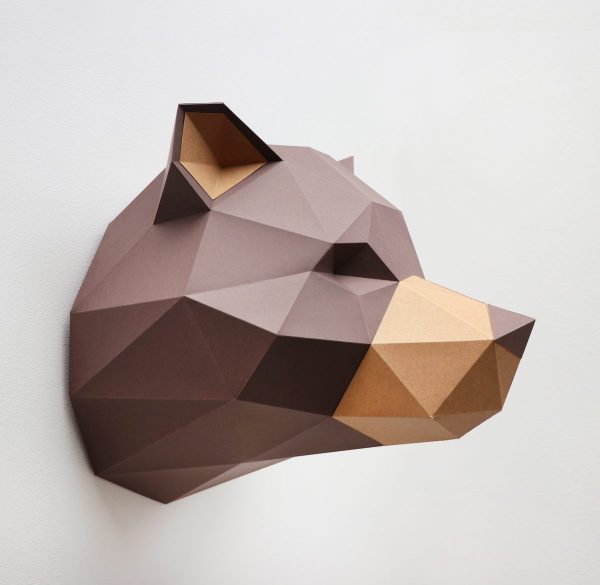 3D Papieren Grizzly | DIY Muurdecoratie | Assembli