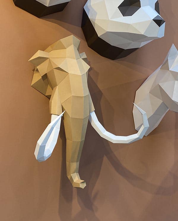 Assembli 3D Papier Mammut Tierkopf