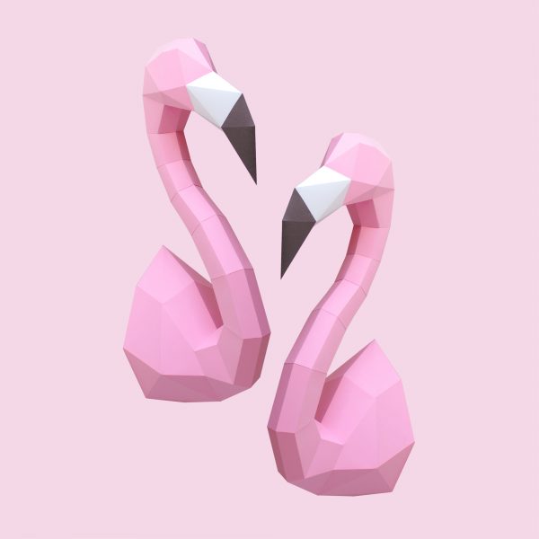 3D Papieren Flamingo's | Dierenkoppen | Assembli